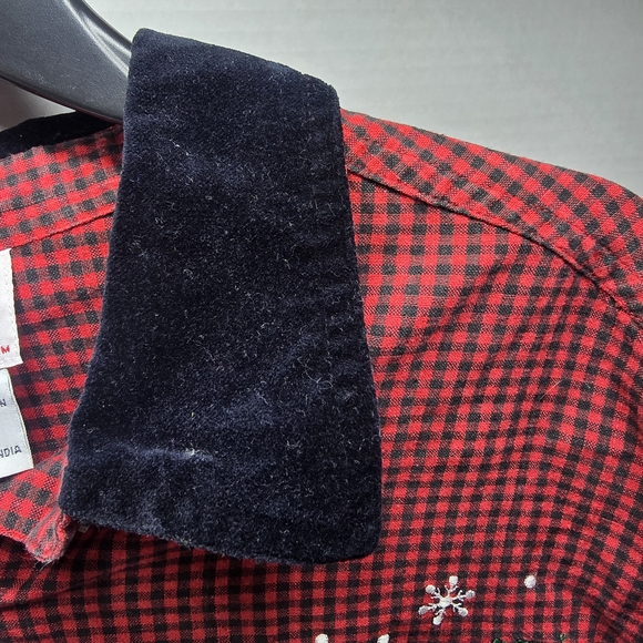 Red Checkered Shirt with Holiday Embroidery - Picture 6 of 9